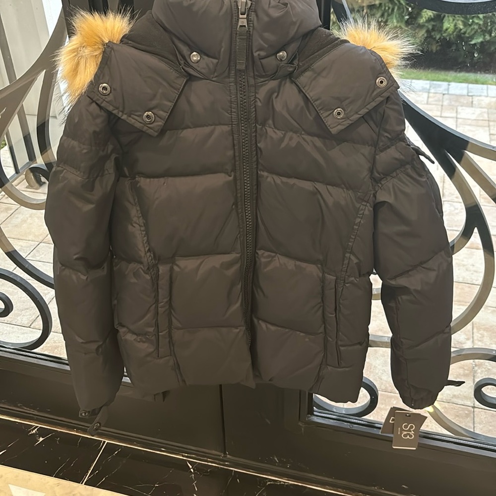 Brand new with tags boys S13 black jacket size 12 with fur hood